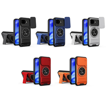 Google Pixel 10a Multifunctional Magnetic Shockproof Phone Case with Sliding Lens Window Stand Cover