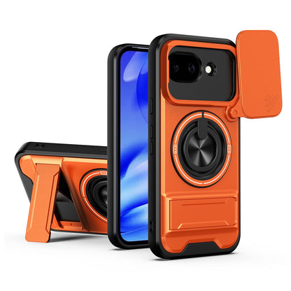 Google Pixel 10a Multifunctional Magnetic Shockproof Phone Case with Sliding Lens Window Stand Cover