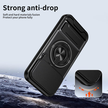 Google Pixel 10a Multifunctional Magnetic Shockproof Phone Case with Sliding Lens Window Stand Cover