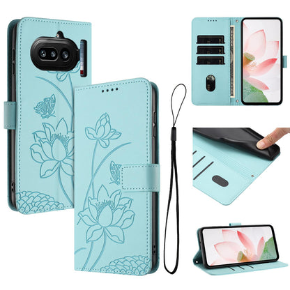 Nothing Phone 4a Lotus Embossed PU Leather Wallet Phone Case with Card Holder, Cash Pocket, Magnetic Flip Stand Cover, Wrist Lanyard Strap, Shockproof TPU Protective Folio Case - Purple