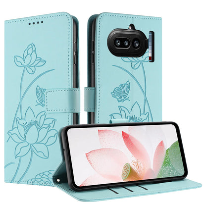 Nothing Phone 4a Lotus Embossed PU Leather Wallet Phone Case with Card Holder, Cash Pocket, Magnetic Flip Stand Cover, Wrist Lanyard Strap, Shockproof TPU Protective Folio Case - Purple