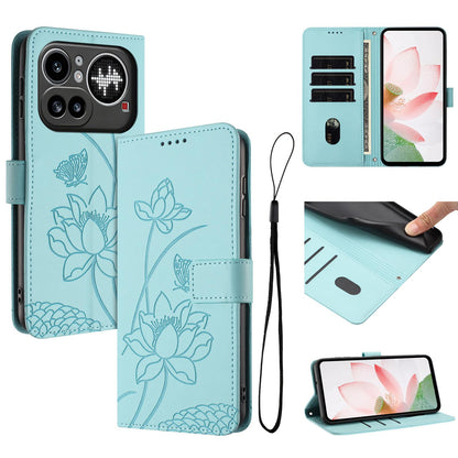 Nothing Phone 4a Pro Lotus Embossed PU Leather Wallet Phone Case with Card Holder, Cash Pocket, Magnetic Flip Stand Cover, Wrist Lanyard Strap, Shockproof TPU Protective Folio Case - Purple