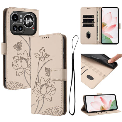 Nothing Phone 4a Pro Lotus Embossed PU Leather Wallet Phone Case with Card Holder, Cash Pocket, Magnetic Flip Stand Cover, Wrist Lanyard Strap, Shockproof TPU Protective Folio Case - Purple