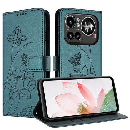 Nothing Phone 4a Pro Lotus Embossed PU Leather Wallet Phone Case with Card Holder, Cash Pocket, Magnetic Flip Stand Cover, Wrist Lanyard Strap, Shockproof TPU Protective Folio Case - Purple