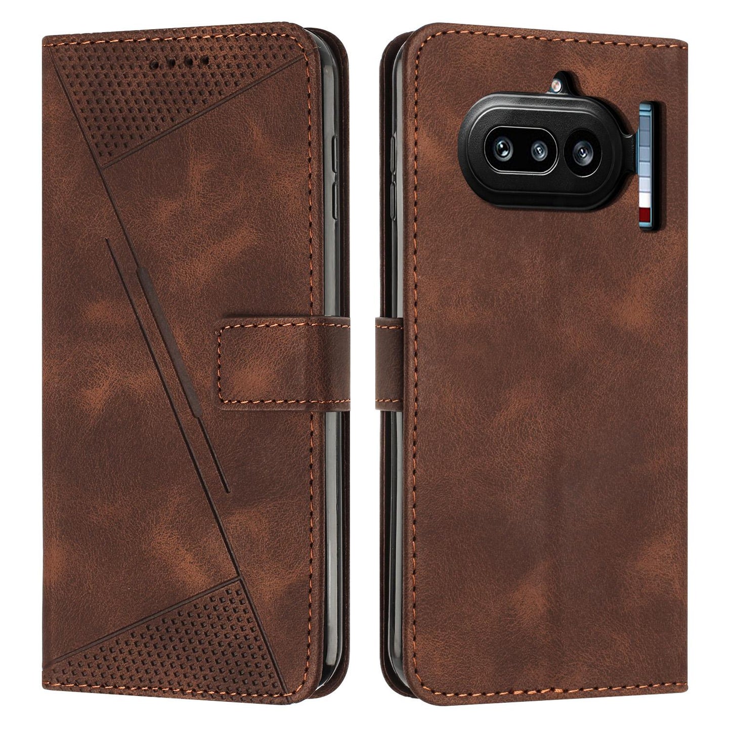 Nothing Phone 4a Dream Triangle Leather Wallet Phone Case with Lanyard, Card Slot, Cash Compartment, Foldable Kickstand, Shockproof PU TPU Protective Cover
