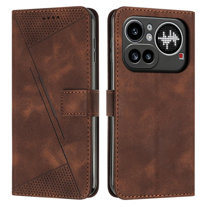 Nothing Phone 4a Pro Dream Triangle Leather Wallet Phone Case with Lanyard, Card Slot, Cash Compartment, Foldable Kickstand, Shockproof PU TPU Protective Cover