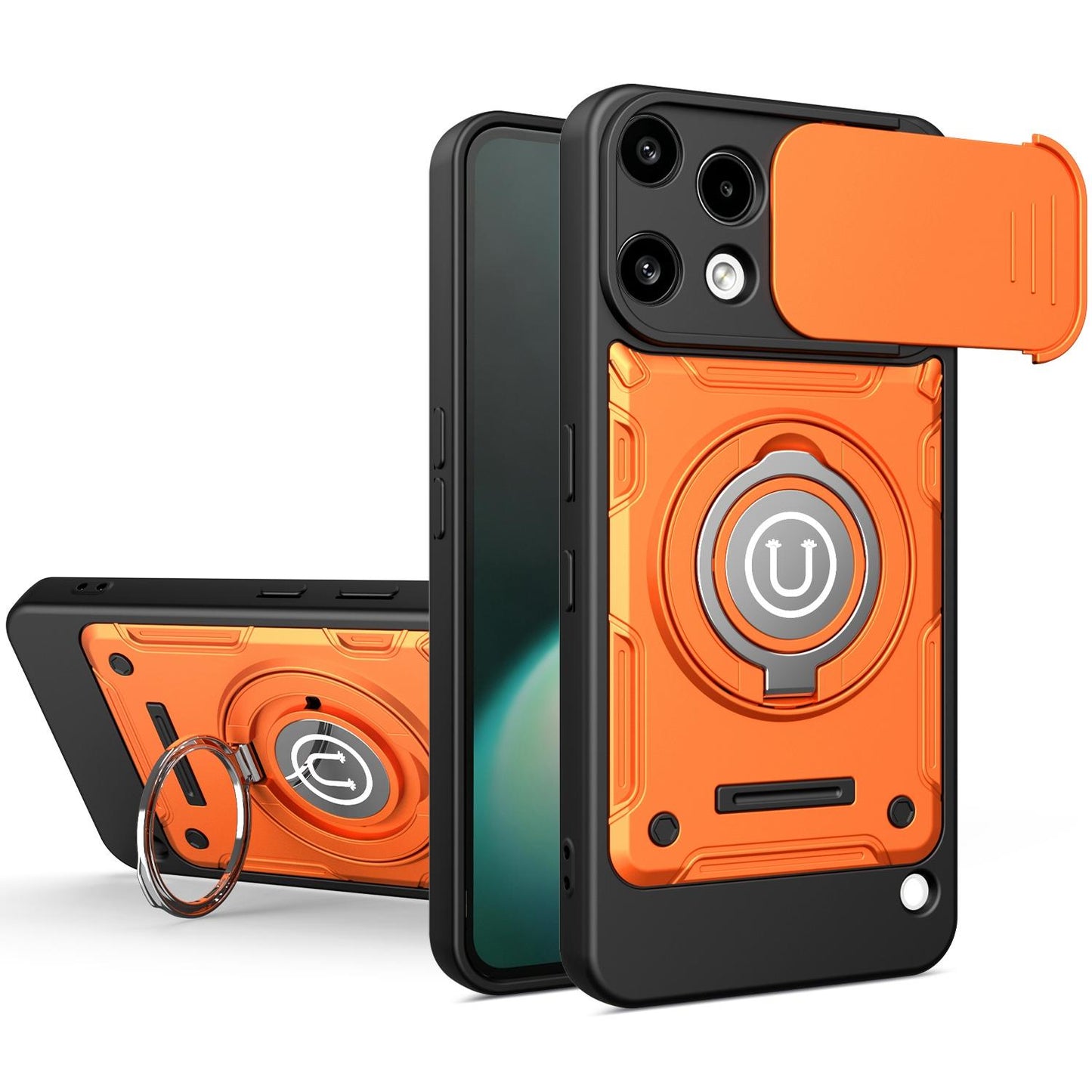 Nothing Phone 3a Lite Magnetic Sliding Camshield Holder Phone Case with Lens Protection Cover, Built-in Kickstand, Shockproof PC TPU Back Cover, Car Mount Compatible Protective Case