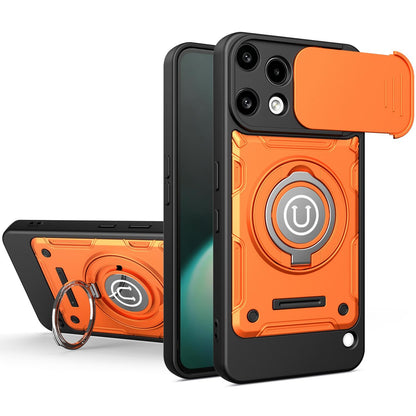 Nothing Phone 3a Lite Magnetic Sliding Camshield Holder Phone Case with Lens Protection Cover, Built-in Kickstand, Shockproof PC TPU Back Cover, Car Mount Compatible Protective Case