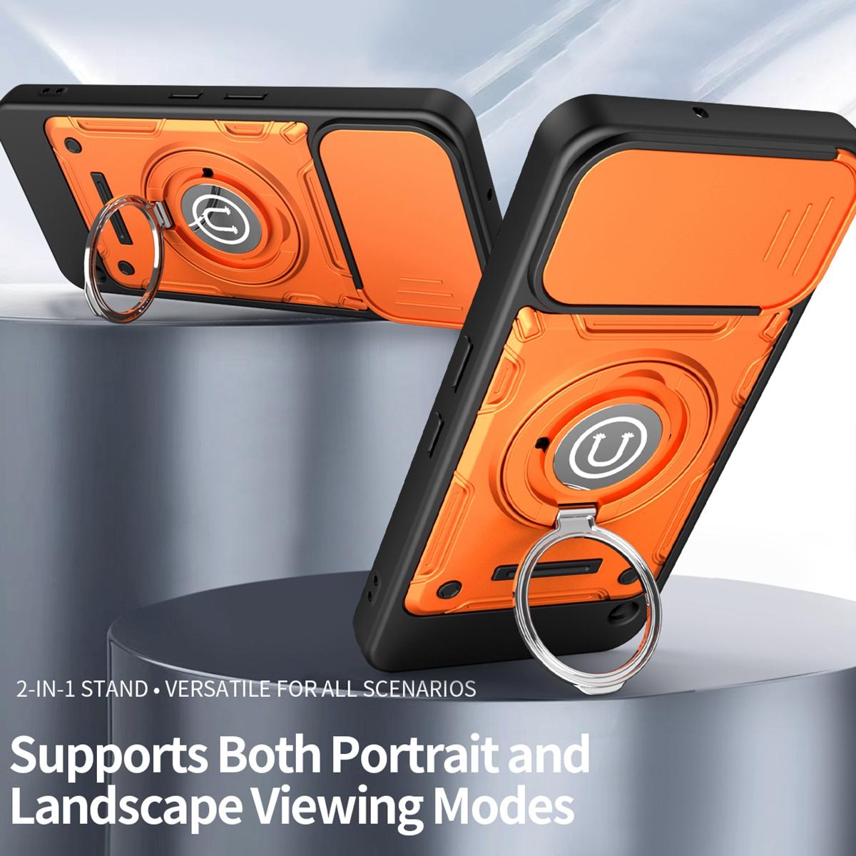 Nothing Phone 3a Lite Magnetic Sliding Camshield Holder Phone Case with Lens Protection Cover, Built-in Kickstand, Shockproof PC TPU Back Cover, Car Mount Compatible Protective Case