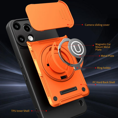 Nothing Phone 3a Lite Magnetic Sliding Camshield Holder Phone Case with Lens Protection Cover, Built-in Kickstand, Shockproof PC TPU Back Cover, Car Mount Compatible Protective Case