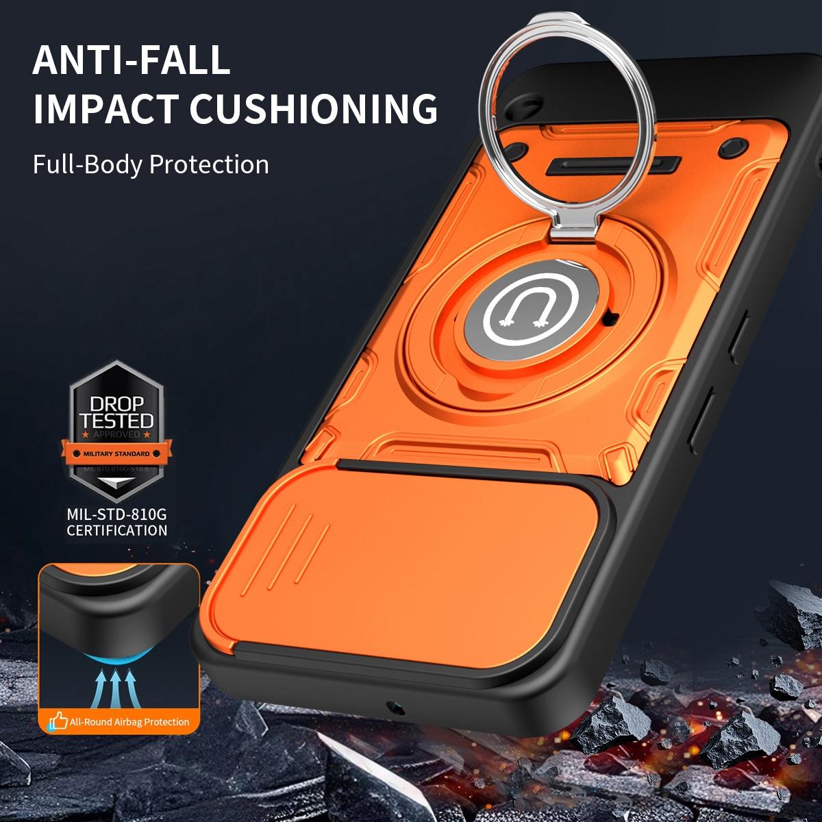 Nothing Phone 3a Lite Magnetic Sliding Camshield Holder Phone Case with Lens Protection Cover, Built-in Kickstand, Shockproof PC TPU Back Cover, Car Mount Compatible Protective Case