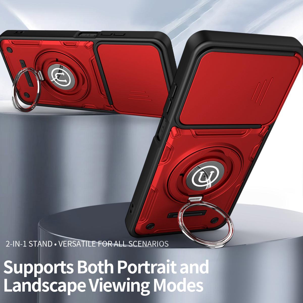 OPPO A5 5G Magnetic Sliding Camshield Holder Phone Case with Lens Protection Cover, Built-in Kickstand, Shockproof PC TPU Back Cover, Car Mount Compatible Protective Case