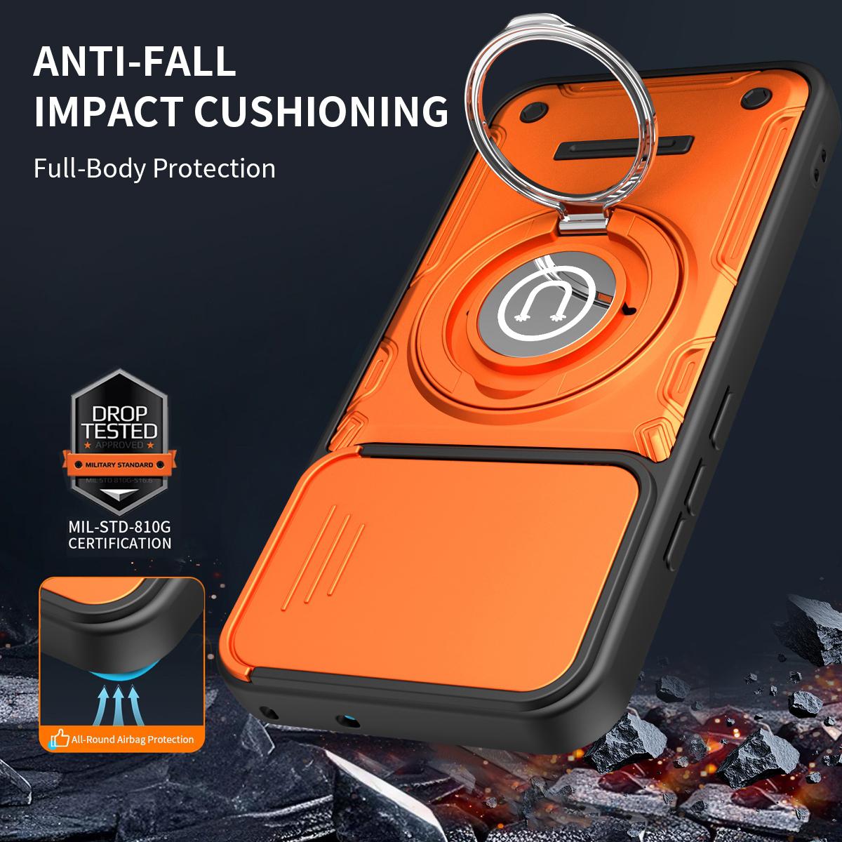 OPPO F31 5G Magnetic Sliding Camshield Holder Phone Case with Lens Protection Cover, Built-in Kickstand, Shockproof PC TPU Back Cover, Car Mount Compatible Protective Case