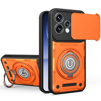 OPPO Reno15 Pro 5G Magnetic Sliding Camshield Holder Phone Case with Lens Protection Cover, Built-in Kickstand, Shockproof PC TPU Back Cover, Car Mount Compatible Protective Case