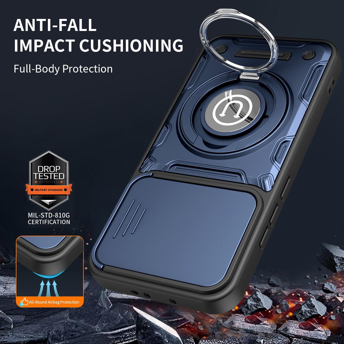 OPPO Reno15 Pro 5G Magnetic Sliding Camshield Holder Phone Case with Lens Protection Cover, Built-in Kickstand, Shockproof PC TPU Back Cover, Car Mount Compatible Protective Case