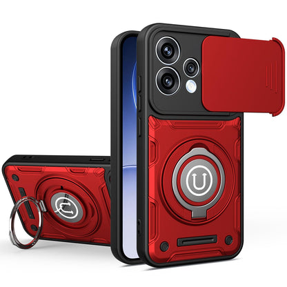 OPPO Reno15 Pro 5G Magnetic Sliding Camshield Holder Phone Case with Lens Protection Cover, Built-in Kickstand, Shockproof PC TPU Back Cover, Car Mount Compatible Protective Case