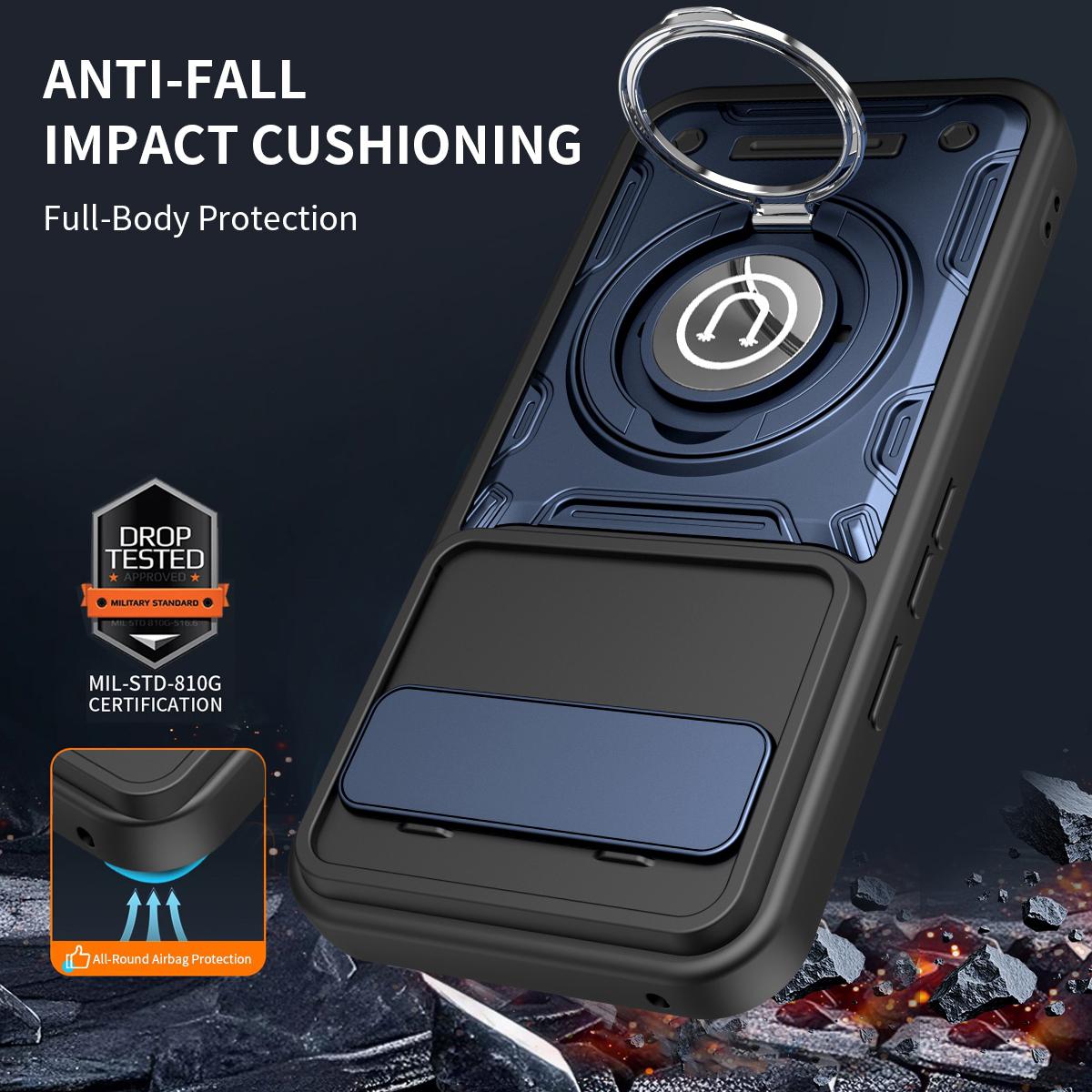 Google Pixel 10 Pro XL 5G Magnetic Sliding Camshield Holder Phone Case with Lens Protection Cover, Built-in Kickstand, Shockproof PC TPU Back Cover, Car Mount Compatible Protective Case