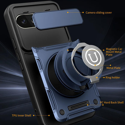Google Pixel 10 Pro XL 5G Magnetic Sliding Camshield Holder Phone Case with Lens Protection Cover, Built-in Kickstand, Shockproof PC TPU Back Cover, Car Mount Compatible Protective Case