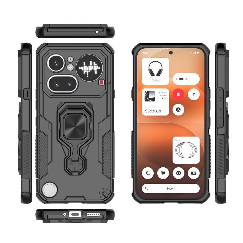 Nothing Phone 4a Pro PU Leather Wallet Phone Case with Metal Kickstand, Card Holder, Cash Pocket, Wrist Strap, Shockproof TPU Protective Cover & Screen Protector