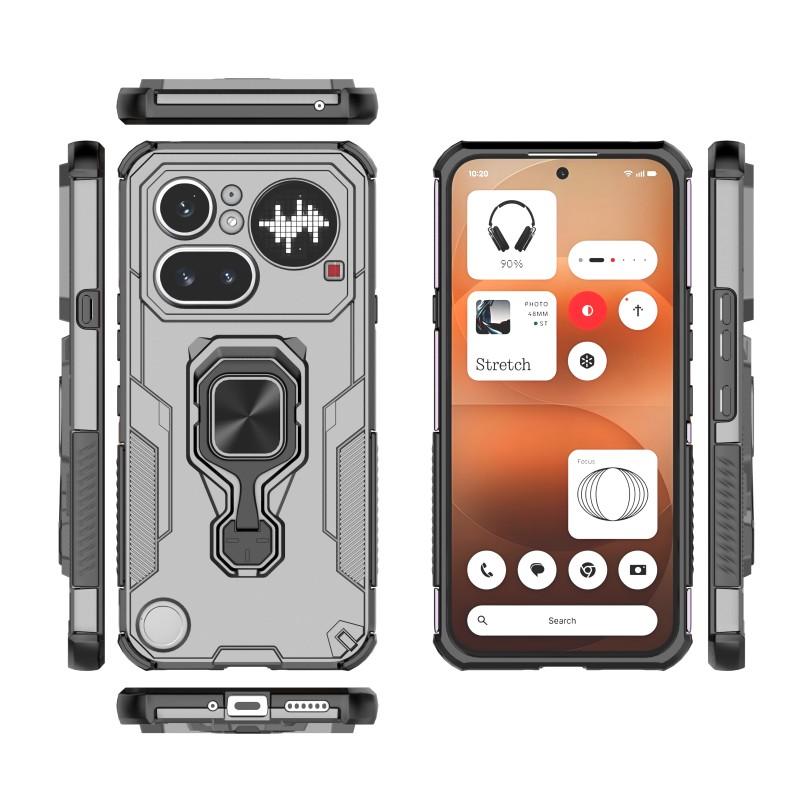Nothing Phone 4a Pro PU Leather Wallet Phone Case with Metal Kickstand, Card Holder, Cash Pocket, Wrist Strap, Shockproof TPU Protective Cover & Screen Protector