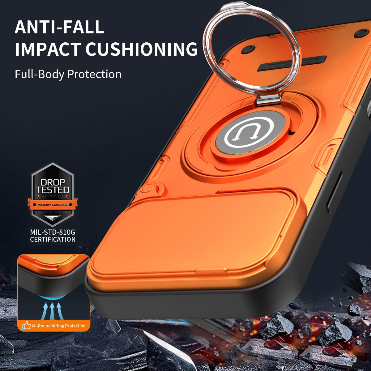 Apple iPhone 17 Pro Max Magnetic Sliding Camshield Holder Phone Case with Lens Protection Cover, Built-in Kickstand, Shockproof PC TPU Back Cover, Car Mount Compatible Protective Case