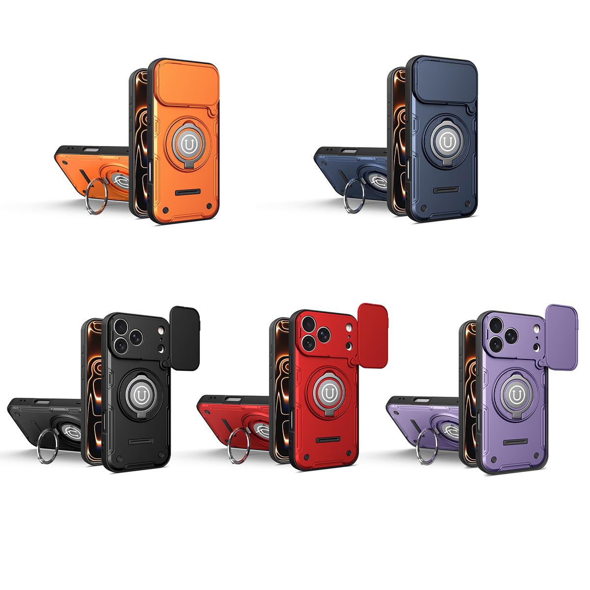 Apple iPhone 17 Pro Magnetic Sliding Camshield Holder Phone Case with Lens Protection Cover, Built-in Kickstand, Shockproof PC TPU Back Cover, Car Mount Compatible Protective Case