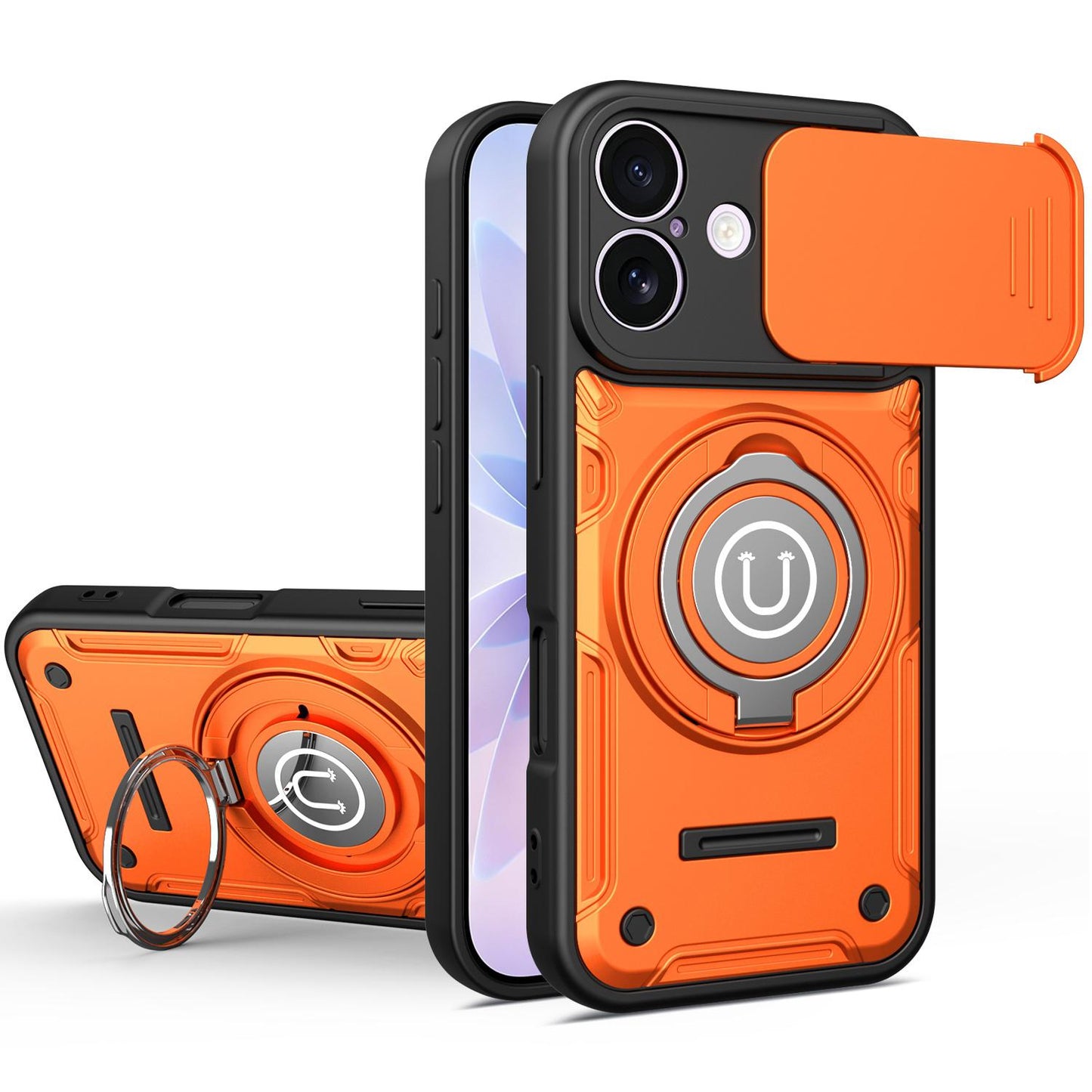 Apple iPhone 17 Magnetic Sliding Camshield Holder Phone Case with Lens Protection Cover, Built-in Kickstand, Shockproof PC TPU Back Cover, Car Mount Compatible Protective Case