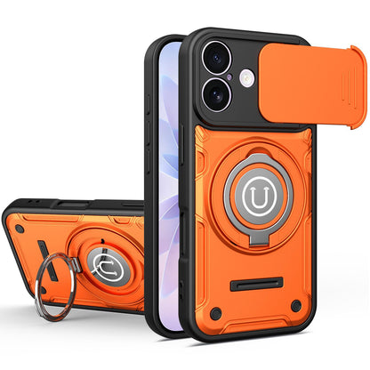 Apple iPhone 17 Magnetic Sliding Camshield Holder Phone Case with Lens Protection Cover, Built-in Kickstand, Shockproof PC TPU Back Cover, Car Mount Compatible Protective Case