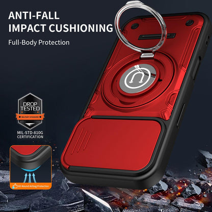 Apple iPhone 17 Magnetic Sliding Camshield Holder Phone Case with Lens Protection Cover, Built-in Kickstand, Shockproof PC TPU Back Cover, Car Mount Compatible Protective Case