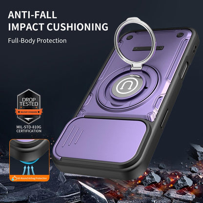 Apple iPhone 16 Pro Max Magnetic Sliding Camshield Holder Phone Case with Lens Protection Cover, Built-in Kickstand, Shockproof PC TPU Back Cover, Car Mount Compatible Protective Case