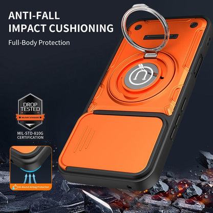 Honor 400 Lite 5G Magnetic Sliding Camshield Holder Phone Case with Lens Protection Cover, Built-in Kickstand, Shockproof PC TPU Back Cover, Car Mount Compatible Protective Case