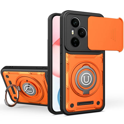 Honor 400 Pro 5G 160.8mm Magnetic Sliding Camshield Holder Phone Case with Lens Protection Cover, Built-in Kickstand, Shockproof PC TPU Back Cover, Car Mount Compatible Protective Case