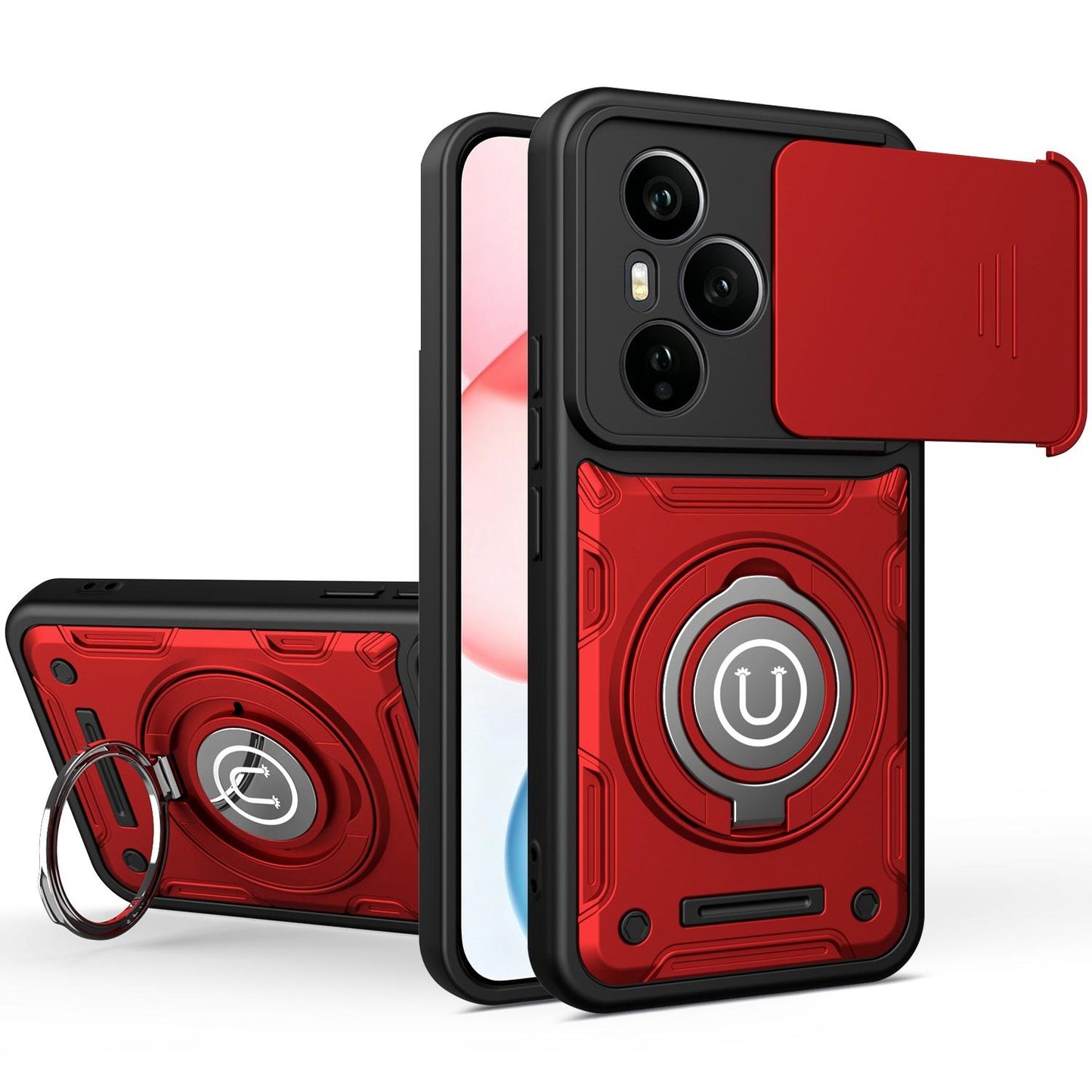 Honor 400 Pro 5G 160.8mm Magnetic Sliding Camshield Holder Phone Case with Lens Protection Cover, Built-in Kickstand, Shockproof PC TPU Back Cover, Car Mount Compatible Protective Case