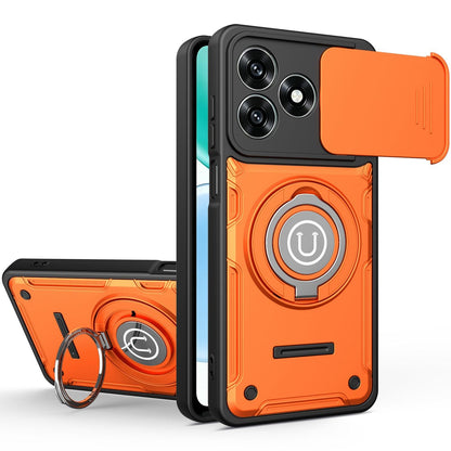 Honor X5c Plus Magnetic Sliding Camshield Holder Phone Case with Lens Protection Cover, Built-in Kickstand, Shockproof PC TPU Back Cover, Car Mount Compatible Protective Case