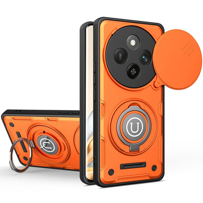 Honor X9c Magnetic Sliding Camshield Holder Phone Case with Lens Protection Cover, Built-in Kickstand, Shockproof PC TPU Back Cover, Car Mount Compatible Protective Case