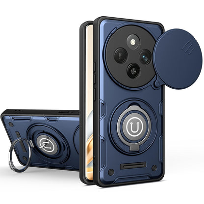 Honor X9c Magnetic Sliding Camshield Holder Phone Case with Lens Protection Cover, Built-in Kickstand, Shockproof PC TPU Back Cover, Car Mount Compatible Protective Case