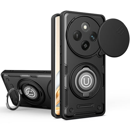 Honor X60 Pro Magnetic Sliding Camshield Holder Phone Case with Lens Protection Cover, Built-in Kickstand, Shockproof PC TPU Back Cover, Car Mount Compatible Protective Case