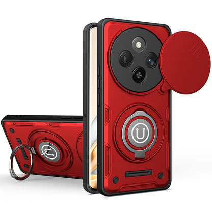 Honor X9c Magnetic Sliding Camshield Holder Phone Case with Lens Protection Cover, Built-in Kickstand, Shockproof PC TPU Back Cover, Car Mount Compatible Protective Case