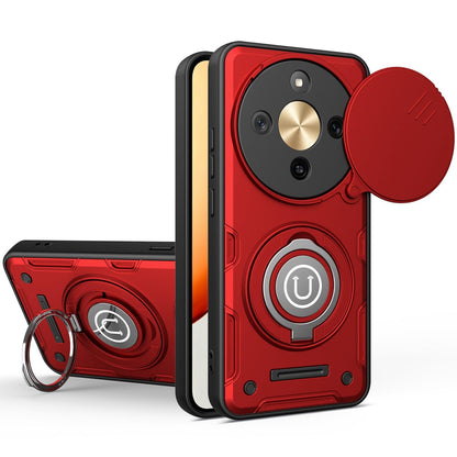 Honor X9d Magnetic Sliding Camshield Holder Phone Case with Lens Protection Cover, Built-in Kickstand, Shockproof PC TPU Back Cover, Car Mount Compatible Protective Case