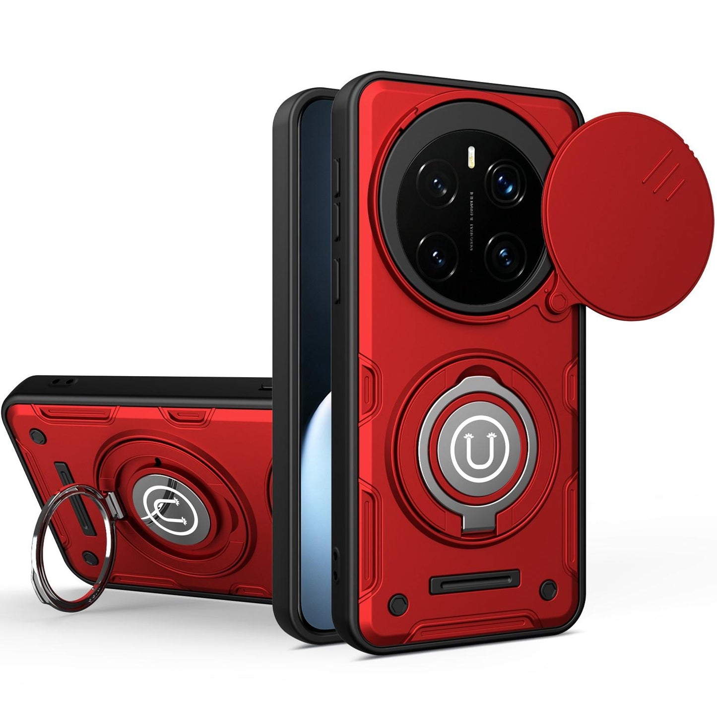 Honor Magic7 Pro Magnetic Sliding Camshield Holder Phone Case with Lens Protection Cover, Built-in Kickstand, Shockproof PC TPU Back Cover, Car Mount Compatible Protective Case