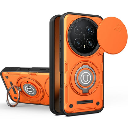 Honor Magic8 Pro 5G Magnetic Sliding Camshield Holder Phone Case with Lens Protection Cover, Built-in Kickstand, Shockproof PC TPU Back Cover, Car Mount Compatible Protective Case