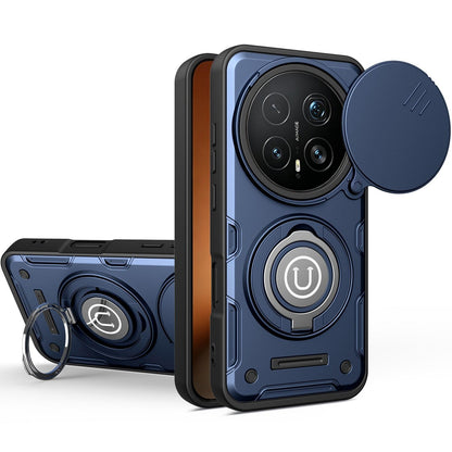 Honor Magic8 Pro 5G Magnetic Sliding Camshield Holder Phone Case with Lens Protection Cover, Built-in Kickstand, Shockproof PC TPU Back Cover, Car Mount Compatible Protective Case