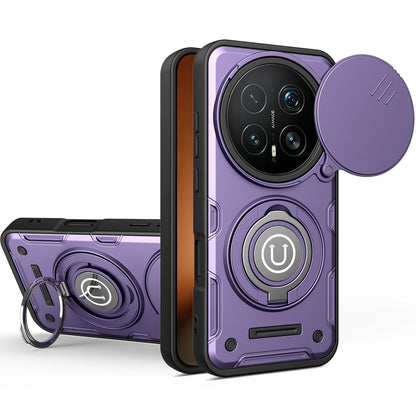 Honor Magic8 Pro 5G Magnetic Sliding Camshield Holder Phone Case with Lens Protection Cover, Built-in Kickstand, Shockproof PC TPU Back Cover, Car Mount Compatible Protective Case
