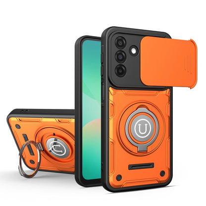 Samsung Galaxy A17 5G Magnetic Sliding Camshield Holder Phone Case with Lens Protection Cover, Built-in Kickstand, Shockproof PC TPU Back Cover, Car Mount Compatible Protective Case