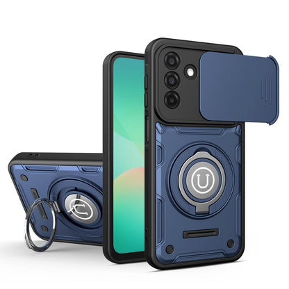 Samsung Galaxy A17 5G Magnetic Sliding Camshield Holder Phone Case with Lens Protection Cover, Built-in Kickstand, Shockproof PC TPU Back Cover, Car Mount Compatible Protective Case