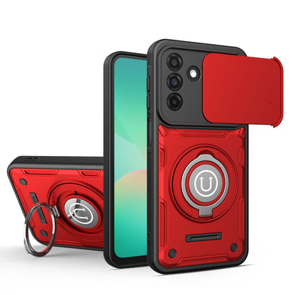 Samsung Galaxy A26 5G Magnetic Sliding Camshield Holder Phone Case with Lens Protection Cover, Built-in Kickstand, Shockproof PC TPU Back Cover, Car Mount Compatible Protective Case