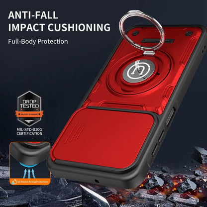 Samsung Galaxy A26 5G Magnetic Sliding Camshield Holder Phone Case with Lens Protection Cover, Built-in Kickstand, Shockproof PC TPU Back Cover, Car Mount Compatible Protective Case