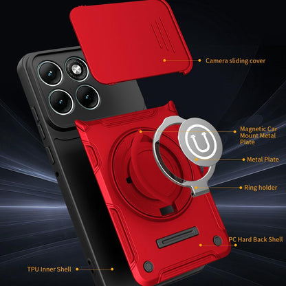 Motorola Edge 60 Fusion Magnetic Sliding Camshield Holder Phone Case with Lens Protection Cover, Built-in Kickstand, Shockproof PC TPU Back Cover, Car Mount Compatible Protective Case