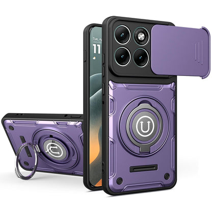 Motorola Edge 60 Fusion Magnetic Sliding Camshield Holder Phone Case with Lens Protection Cover, Built-in Kickstand, Shockproof PC TPU Back Cover, Car Mount Compatible Protective Case