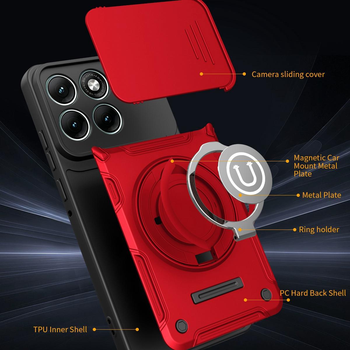 Motorola Edge 60 Fusion Magnetic Sliding Camshield Holder Phone Case with Lens Protection Cover, Built-in Kickstand, Shockproof PC TPU Back Cover, Car Mount Compatible Protective Case